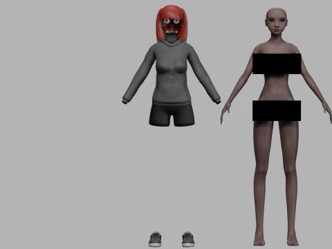 Cute black woman V22613 3D Model