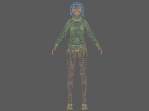 Cute black woman V22613 3D Model