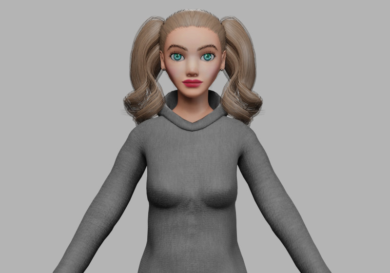 Cute cartoon woman V28644 3D Model .c4d .max .obj .3ds .fbx .stl .blend