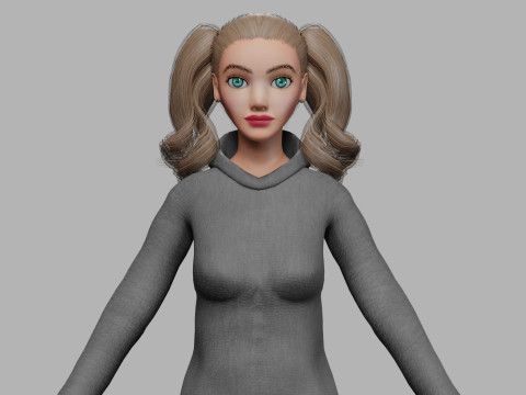 Cute cartoon woman V28644 3D-Modell