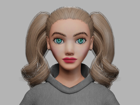 かわいい漫画の女性 V28644 3Dモデル