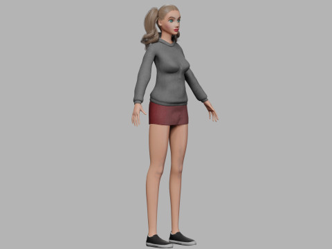 かわいい漫画の女性 V28644 3Dモデル