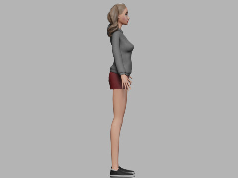 かわいい漫画の女性 V28644 3Dモデル