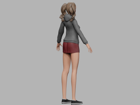 かわいい漫画の女性 V28644 3Dモデル