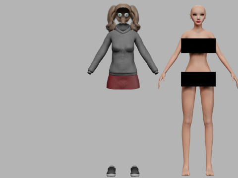 かわいい漫画の女性 V28644 3Dモデル