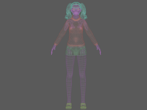 かわいい漫画の女性 V28644 3Dモデル