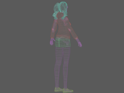 かわいい漫画の女性 V28644 3Dモデル