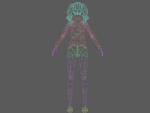 かわいい漫画の女性 V28644 3Dモデル