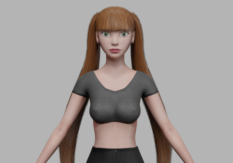 Standard cartoon woman V21227 Model 3D .c4d .max .obj .3ds .fbx .stl .blend
