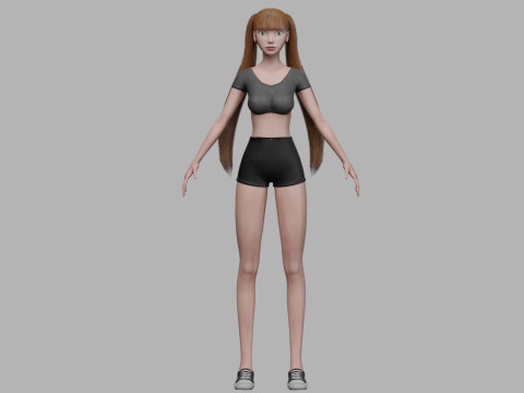 Standard cartoon woman V21227 Model 3D