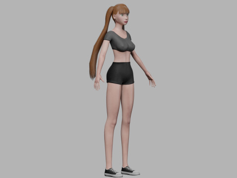 Standard cartoon woman V21227 Model 3D