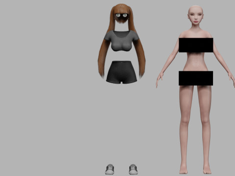 Standard cartoon woman V21227 Model 3D