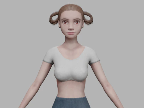 Słodka rysunkowa kobieta V24481 Model 3D