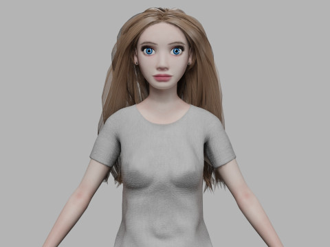 Teen cartoon woman V29664 3D Model