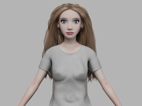 十代の漫画の女性 V29664 3Dモデル