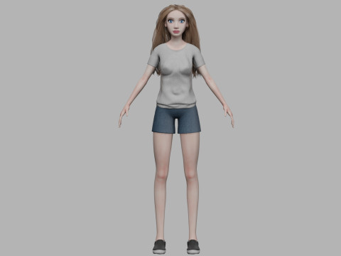 Teen cartoon woman V29664 3D Model