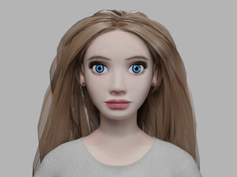 Teen cartoon woman V29664 3D Model