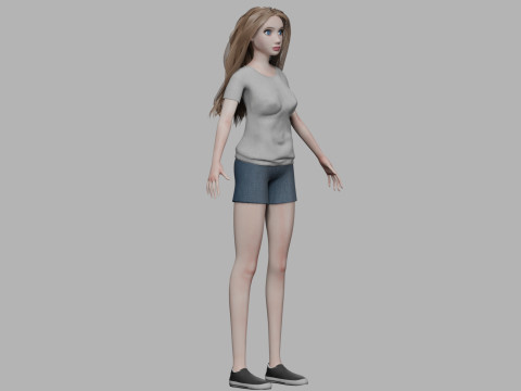 Teen cartoon woman V29664 3D Model