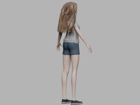 Teen cartoon woman V29664 3D Model