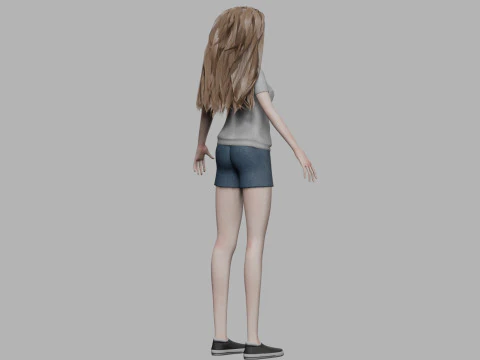 Teen cartoon woman V29664 3D Model
