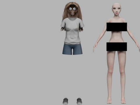 Teen cartoon woman V29664 3D Model