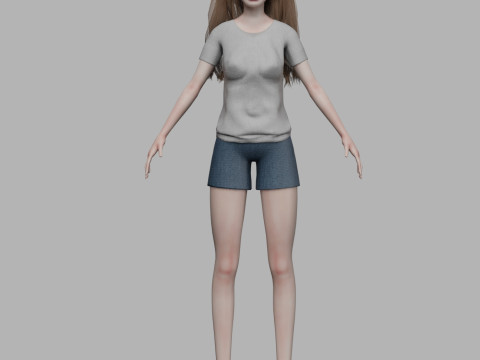 Teen cartoon woman V29664 3D Model
