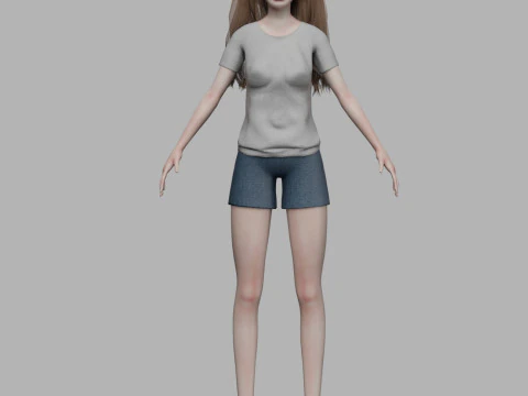 Teen cartoon woman V29664 3D Model