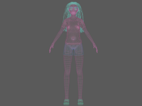 Teen cartoon woman V29664 3D Model