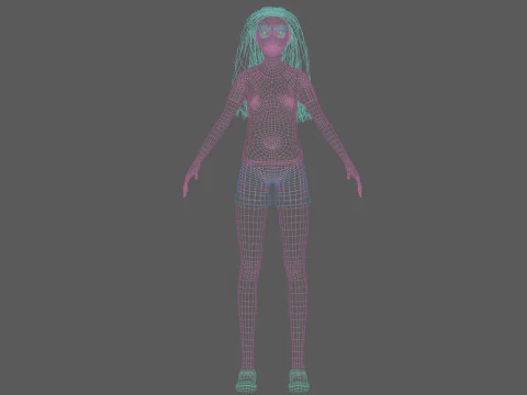 Teen cartoon woman V29664 3D Model