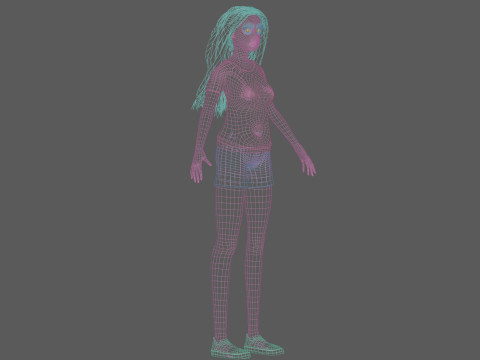 Teen cartoon woman V29664 3D Model