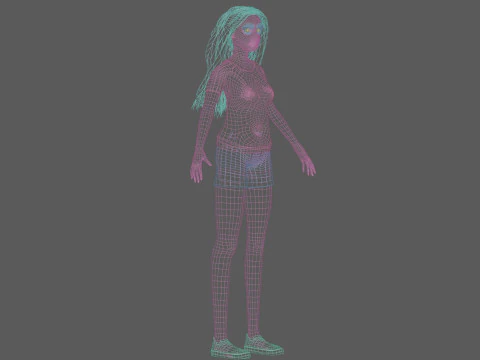 Teen cartoon woman V29664 3D Model