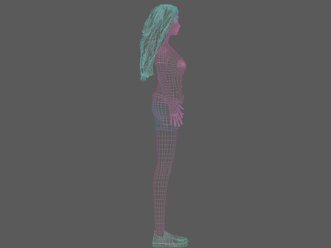 Teen cartoon woman V29664 3D Model