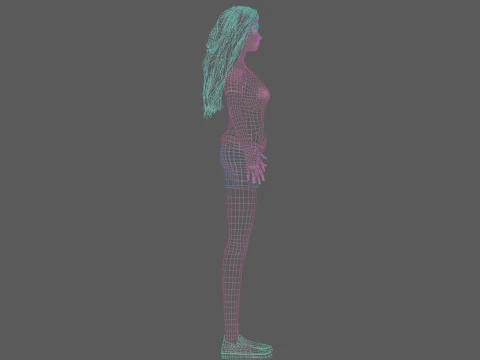 Teen cartoon woman V29664 3D Model
