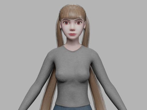 Young basic woman V24449 3D Model