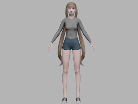 Young basic woman V24449 Modèle 3D