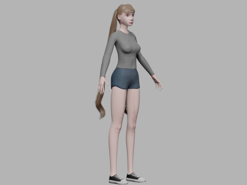 Young basic woman V24449 Modèle 3D
