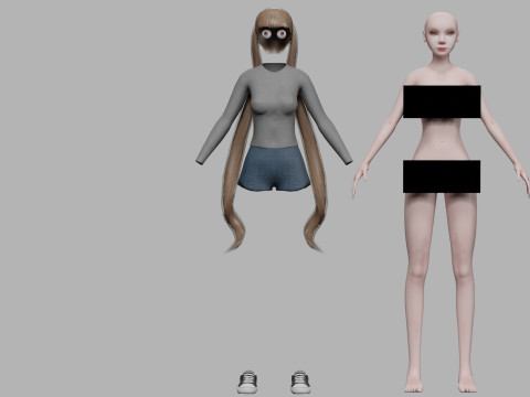 Young basic woman V24449 Modèle 3D