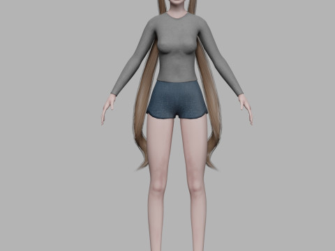 Young basic woman V24449 Modèle 3D