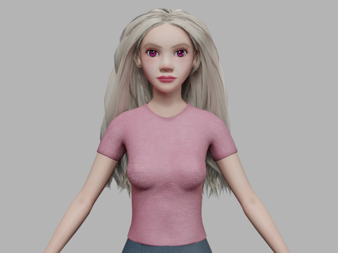 Young blond woman V30847 3D 모델
