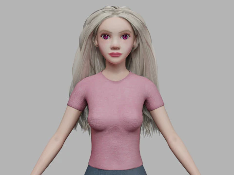 Junge blonde Frau V30847 3D Modell