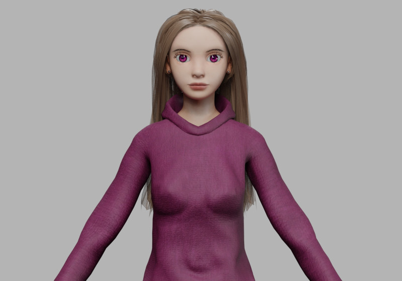 Young cartoon woman V32496 3D Model .c4d .max .obj .3ds .fbx .stl .blend 