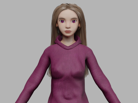 Young cartoon woman V32496 3D Model