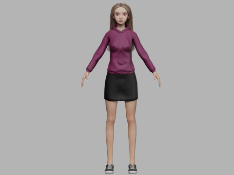 Young cartoon woman V32496 3D Model