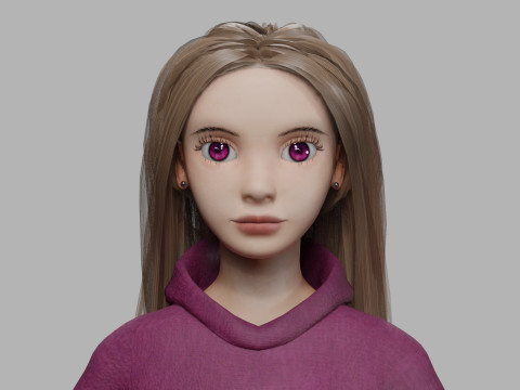 Young cartoon woman V32496 3D Model