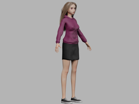 Young cartoon woman V32496 3D Model