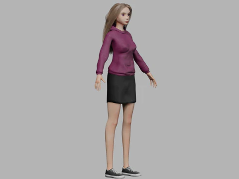 Young cartoon woman V32496 3D Model