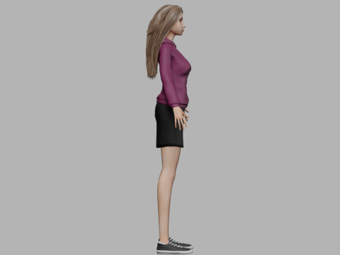 Young cartoon woman V32496 3D Model