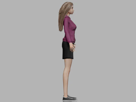 Young cartoon woman V32496 3D Model