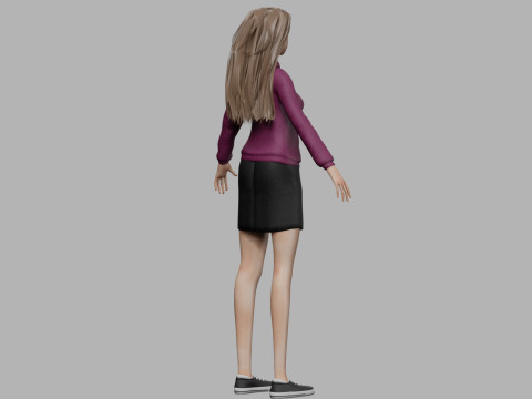 Young cartoon woman V32496 3D Model