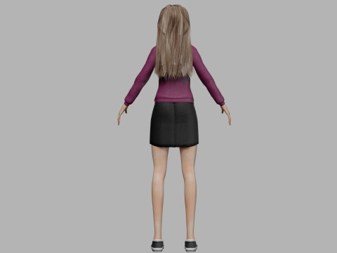 Young cartoon woman V32496 3D Model